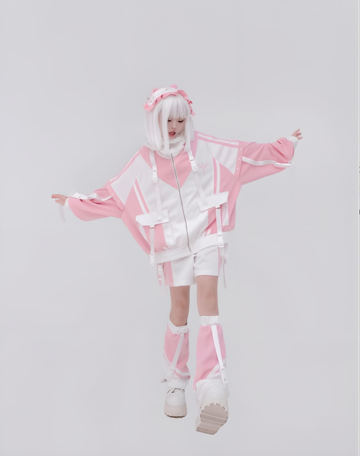 Plus Size Tenshi Kaiwai Coat Set Multicolor Sporty Outfits (L M) 40332:658600