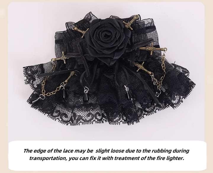 Gothic Lolita Hair Clips Black Bow Lace Hair Accessory 39652:635802