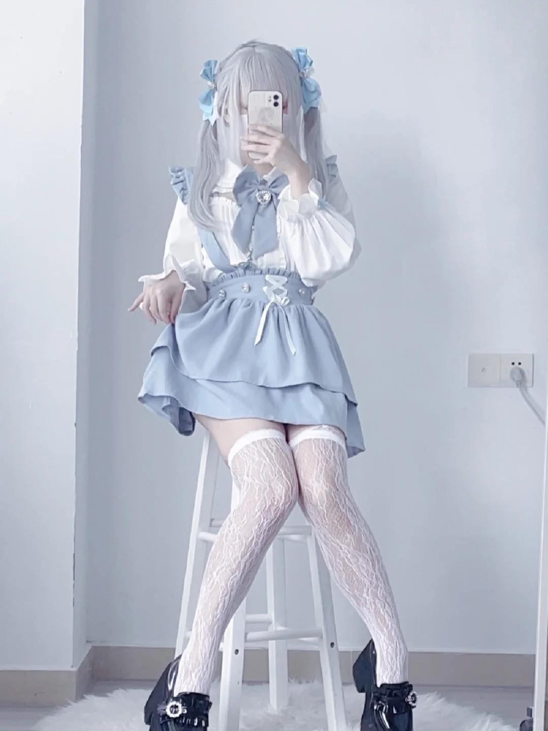 Jirai Kei White Blouse, Suspender Skirt 21838:760771