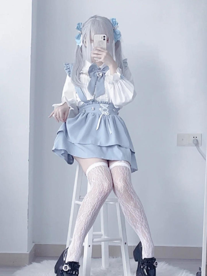 Jirai Kei White Blouse, Suspender Skirt 21838:760771