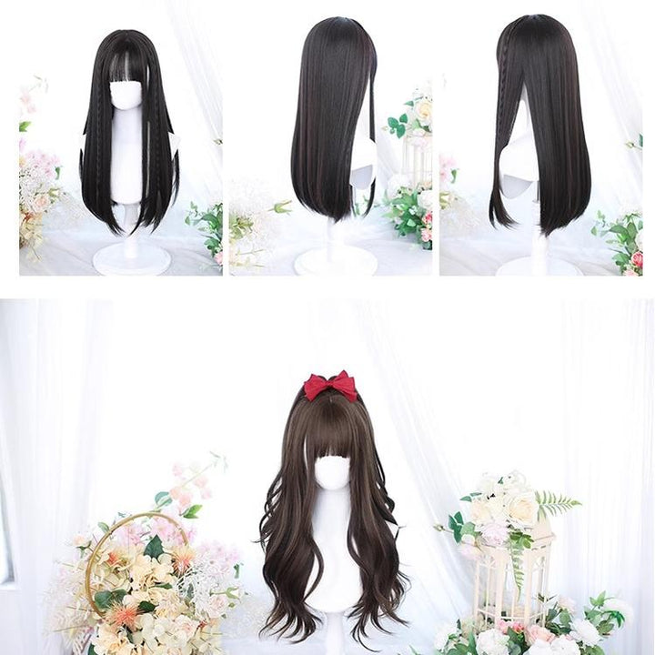 Lolita Wig Long Curly Hair And Straight Bang Multicolors 35930:507464 35930:507464