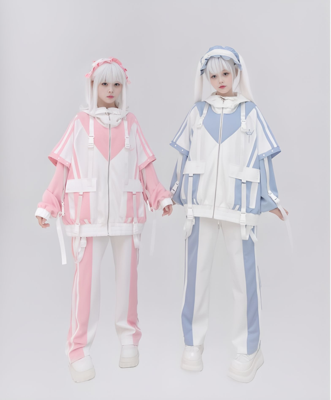 Plus Size Tenshi Kaiwai Coat Set Multicolor Sporty Outfits 40332:661556
