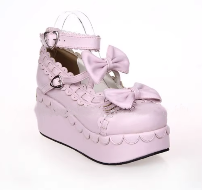 Lolita Shoes Platform Shoes With Bows And Laces (34 35 36 37 38 39 40 41 42 43 44 45 46 47) 31792:370948