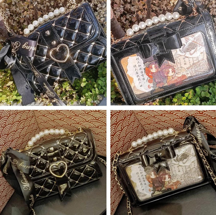 Kawaii Ita Bag Bow Rhombus Grid Shoulder Bag Multicolor 21906:349786