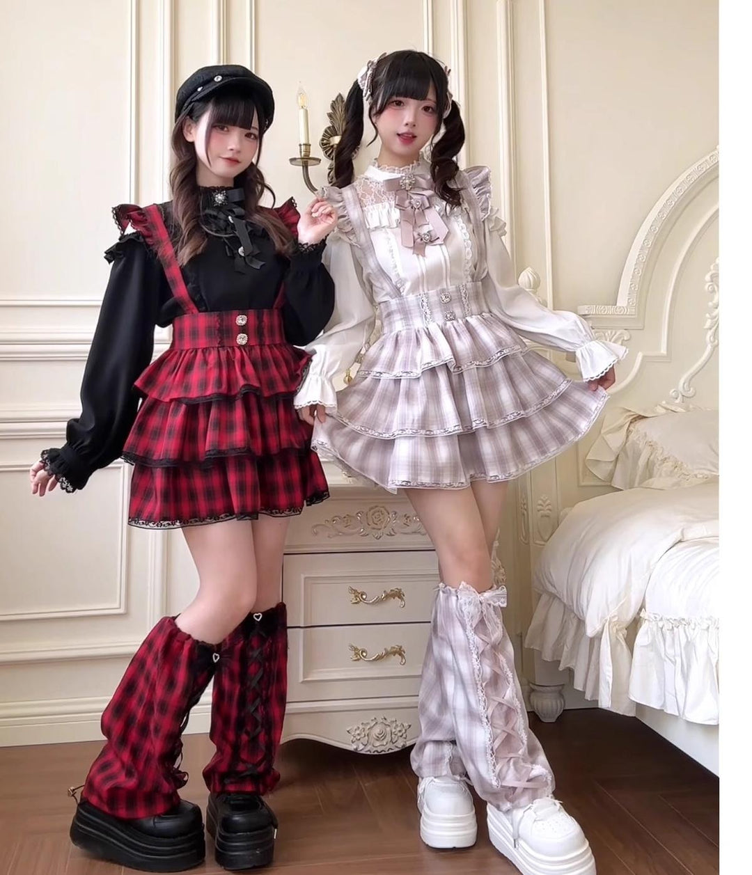 Plaid Jirai Kei Suspender Skirt with Removable Straps 42625:750977