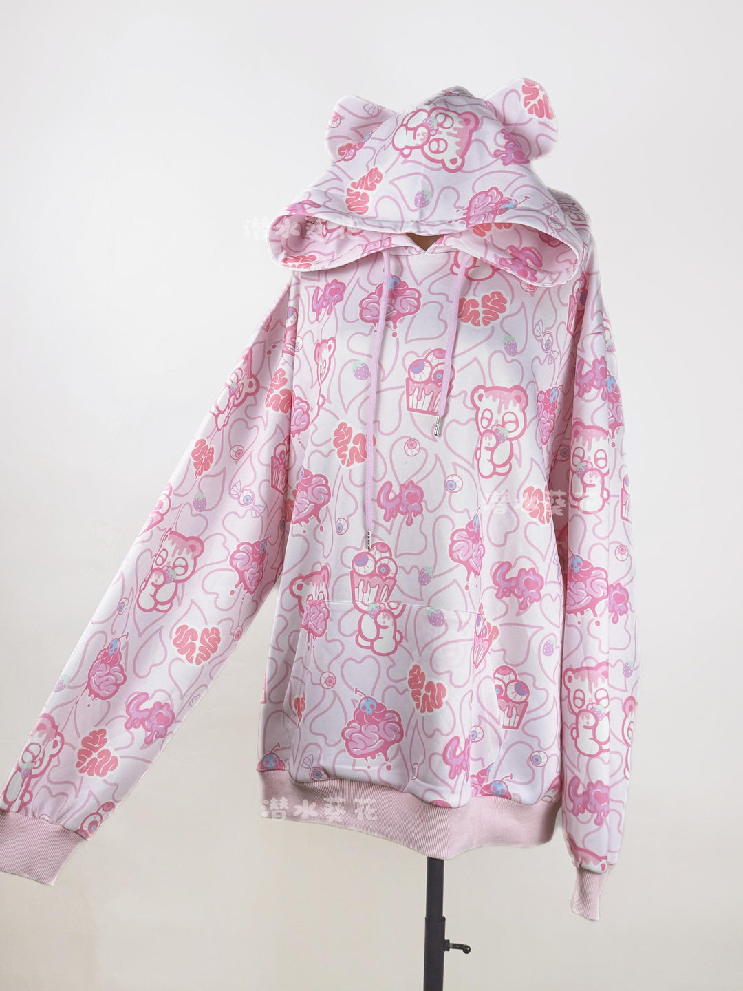 Yami Kawaii Printed Jacket and Hoodie, Bear Ear (L M S) 44149:798129