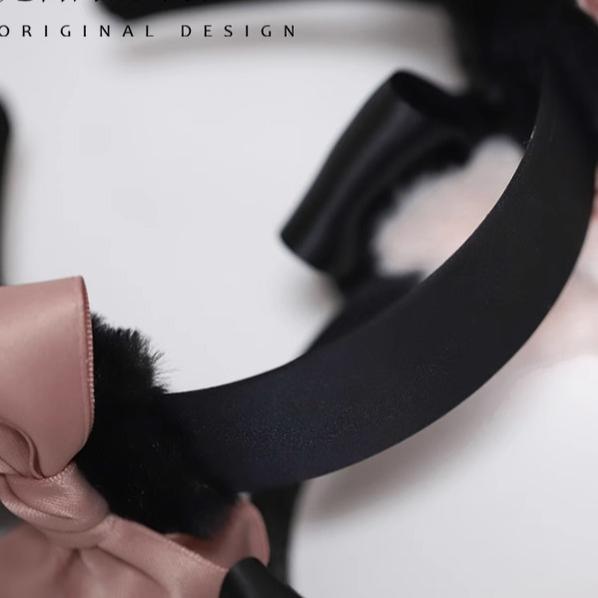 Jirai Kei Sweet Rabbit Ear Hairband Black Pink Hair Accessory 22524:334934