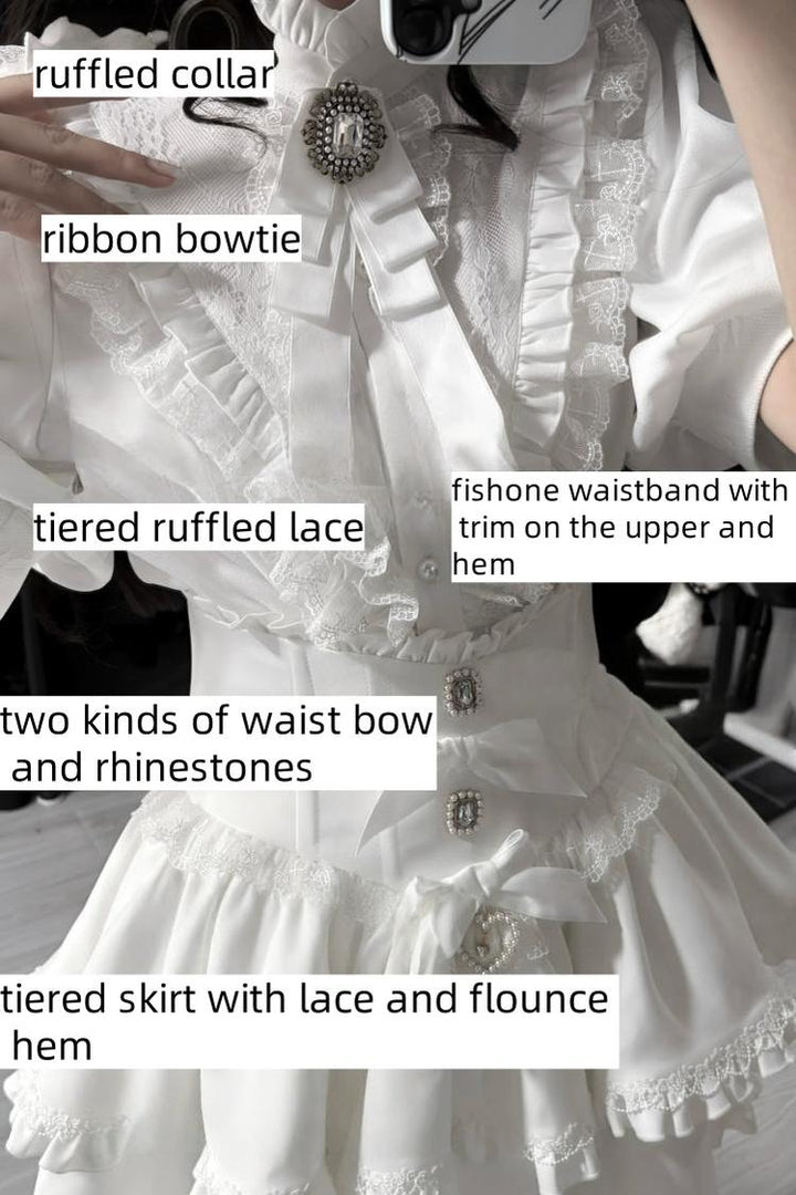 Gothic Shirt Outfit, Fishbone Skirt, Detachable Trailing 43441:780362