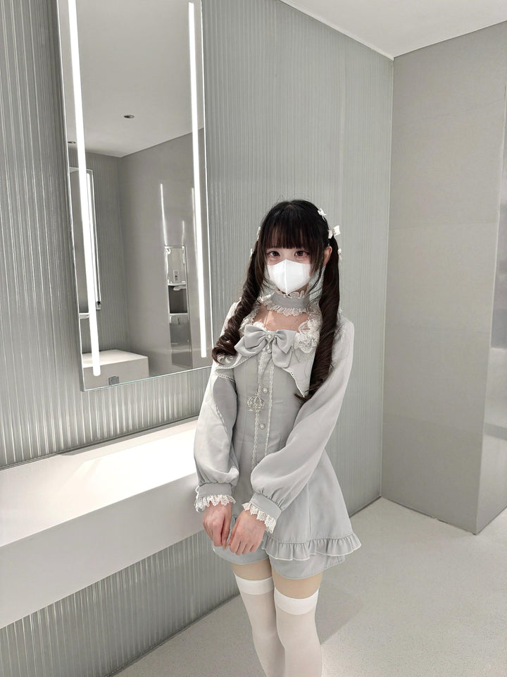 Jirai Kei Long Sleeves Dress, Pocketed Shorts 44197:808141