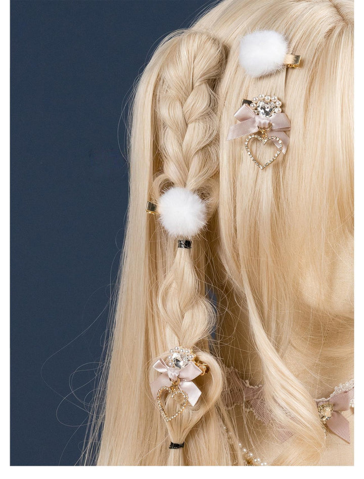 Jirai Kei Mini Hair Clips, Bow and Pompom Styles 44464:816501