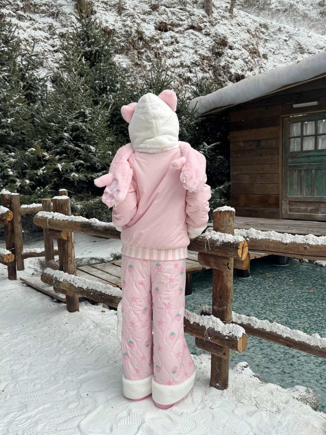 Strawberry Kawaii Cotton-Padded Pants, Side Pockets 44672:818169