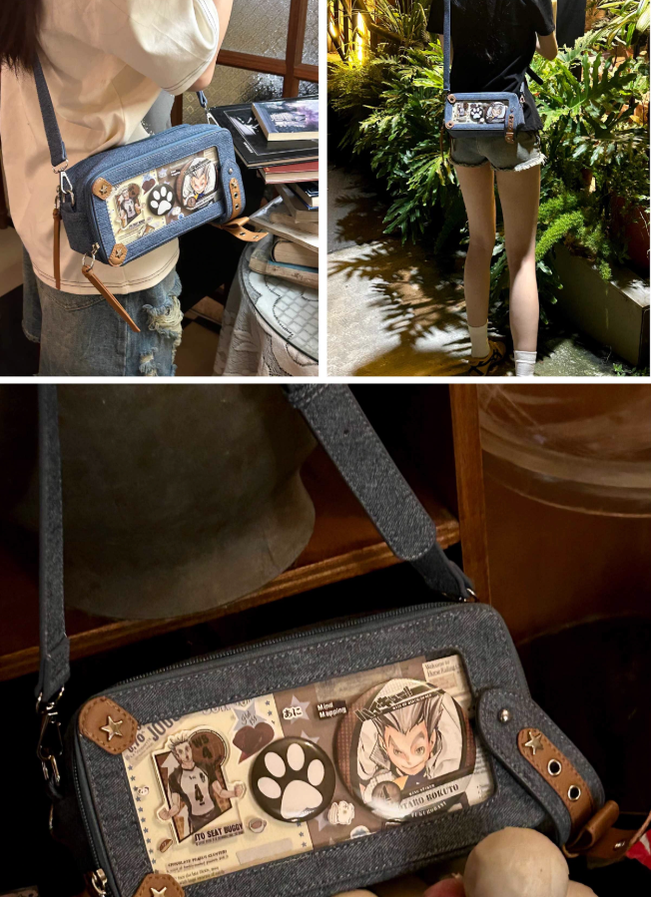 Gyaru Ita Bag Brick-like Crossbody Bag Motorcycle Handle Bag 41756:719622