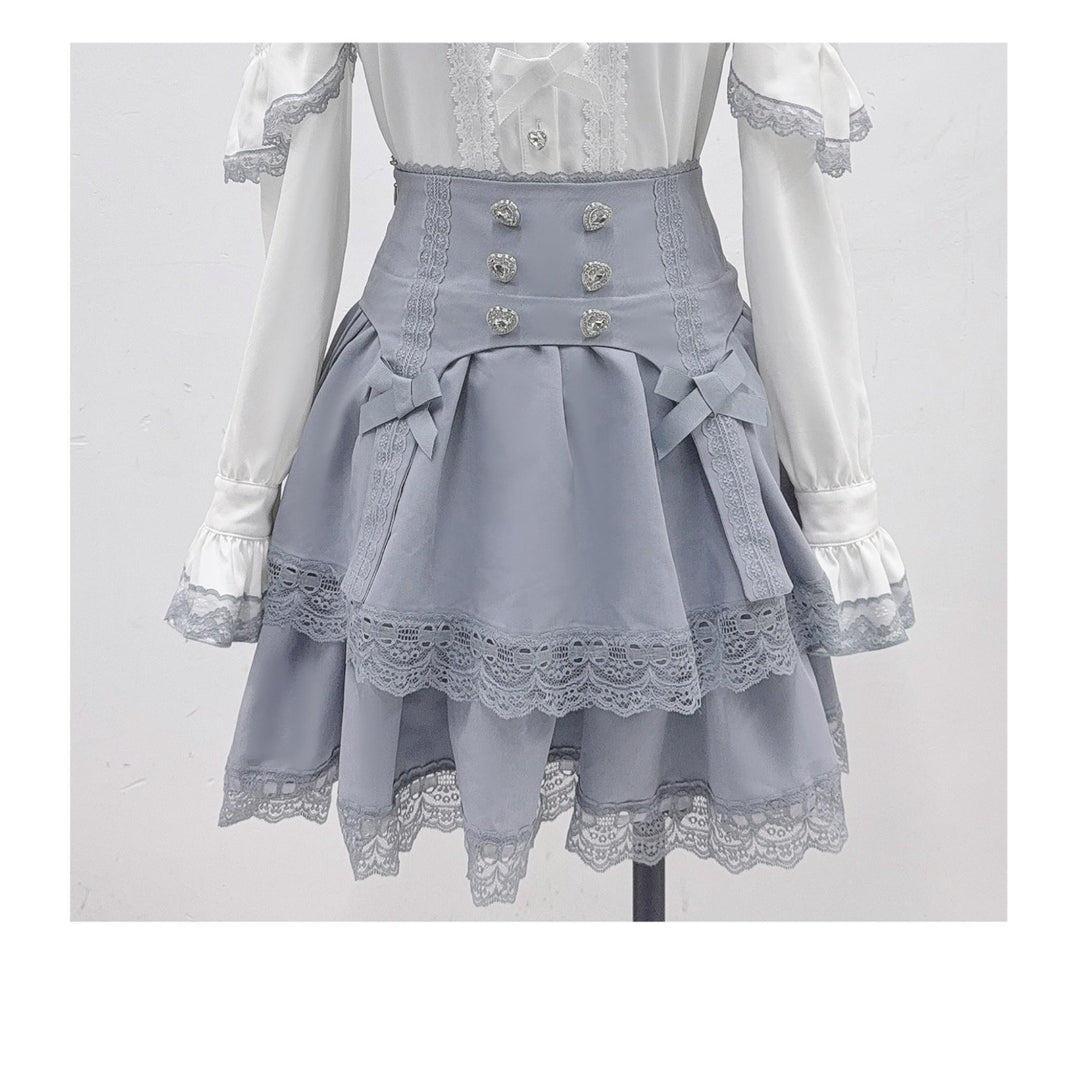 Jirai Kei Blouse Mini Skirt Patchwork Open Shoulder Bi Color Shirt (L M S XL) 34500:463900