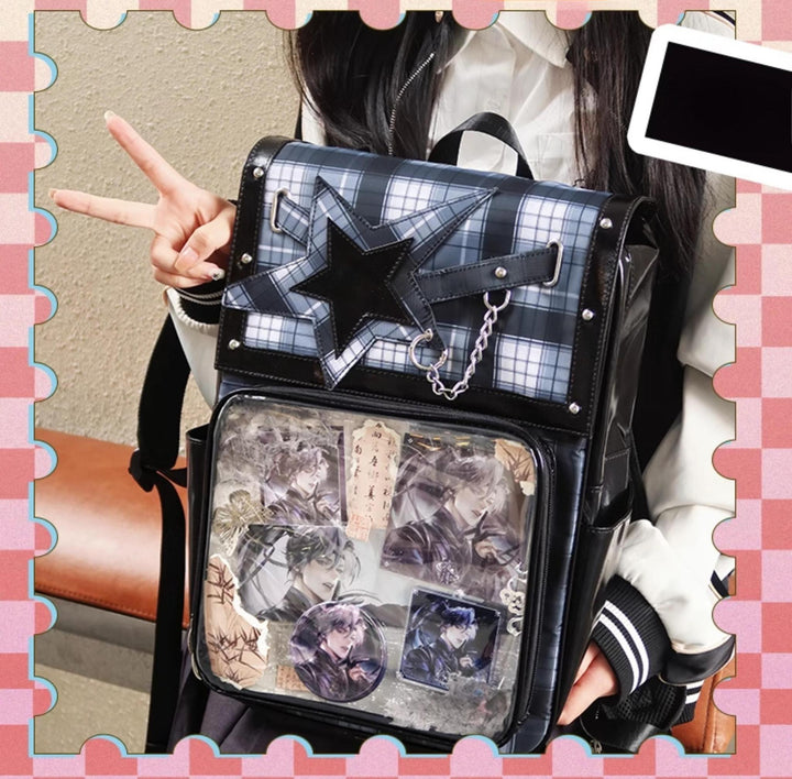 Subculture Ita Bag Plaid Star Large Capacity Ita Backpack 40120:665924