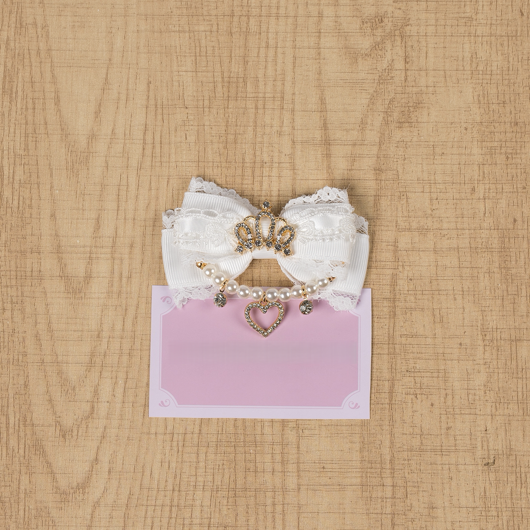 Ryousangata Hair Clip, Bow with Crown & Pearl 44743:823267