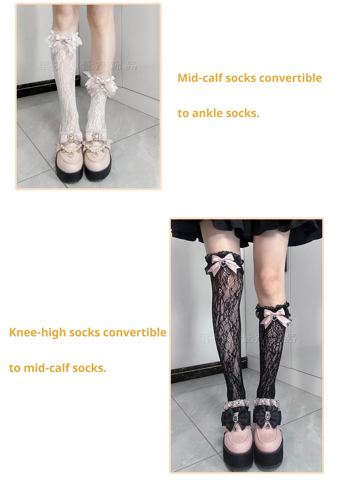 Jirai Kei Socks Bow Lace Over-knee Socks Multicolor 21580:751924