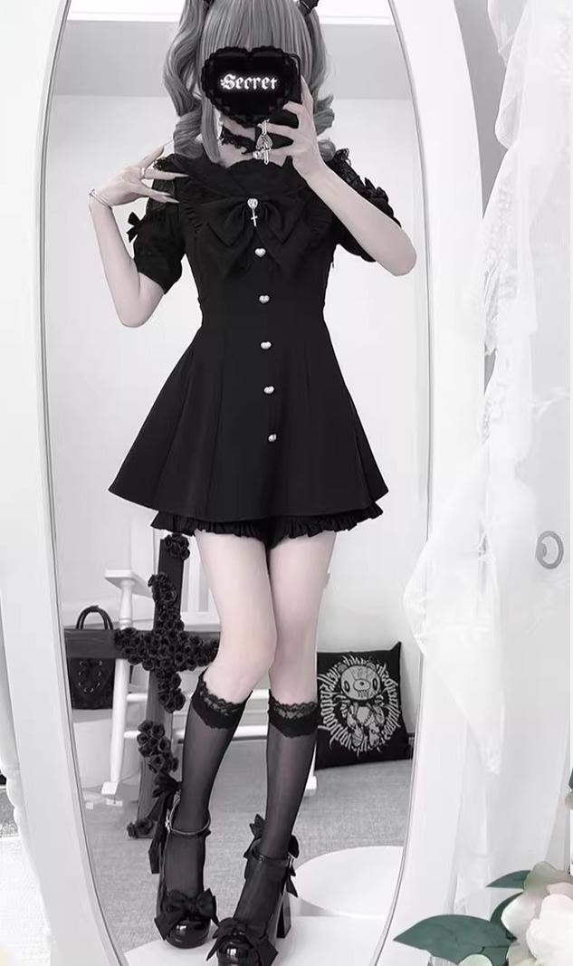 Jirai Kei Set Up, A-line Dress, Short/Long Sleeve Style (2XL 3XL 4XL L M S XL XS) 43295:772830