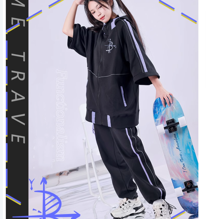 Plus Size Jirai Kei Jacket With Bunny Ears Functional Hoodie Pants Set 39126:615752