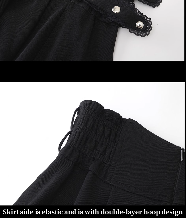 Jirai Kei Skirt Angel Wing Collar Blouse Double Layered Skirt 39538:634838
