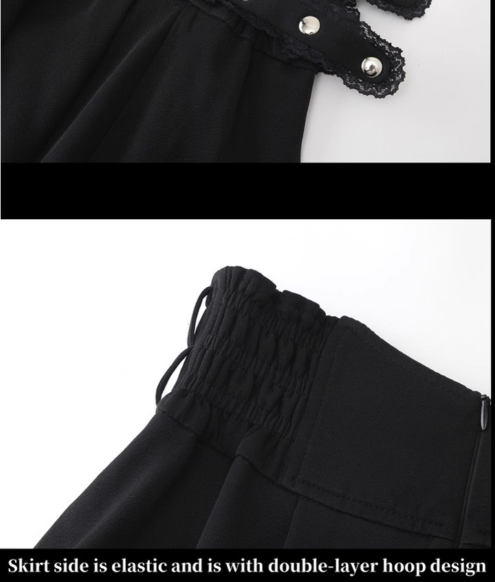 Jirai Kei Skirt Angel Wing Collar Blouse Double Layered Skirt 39538:634838