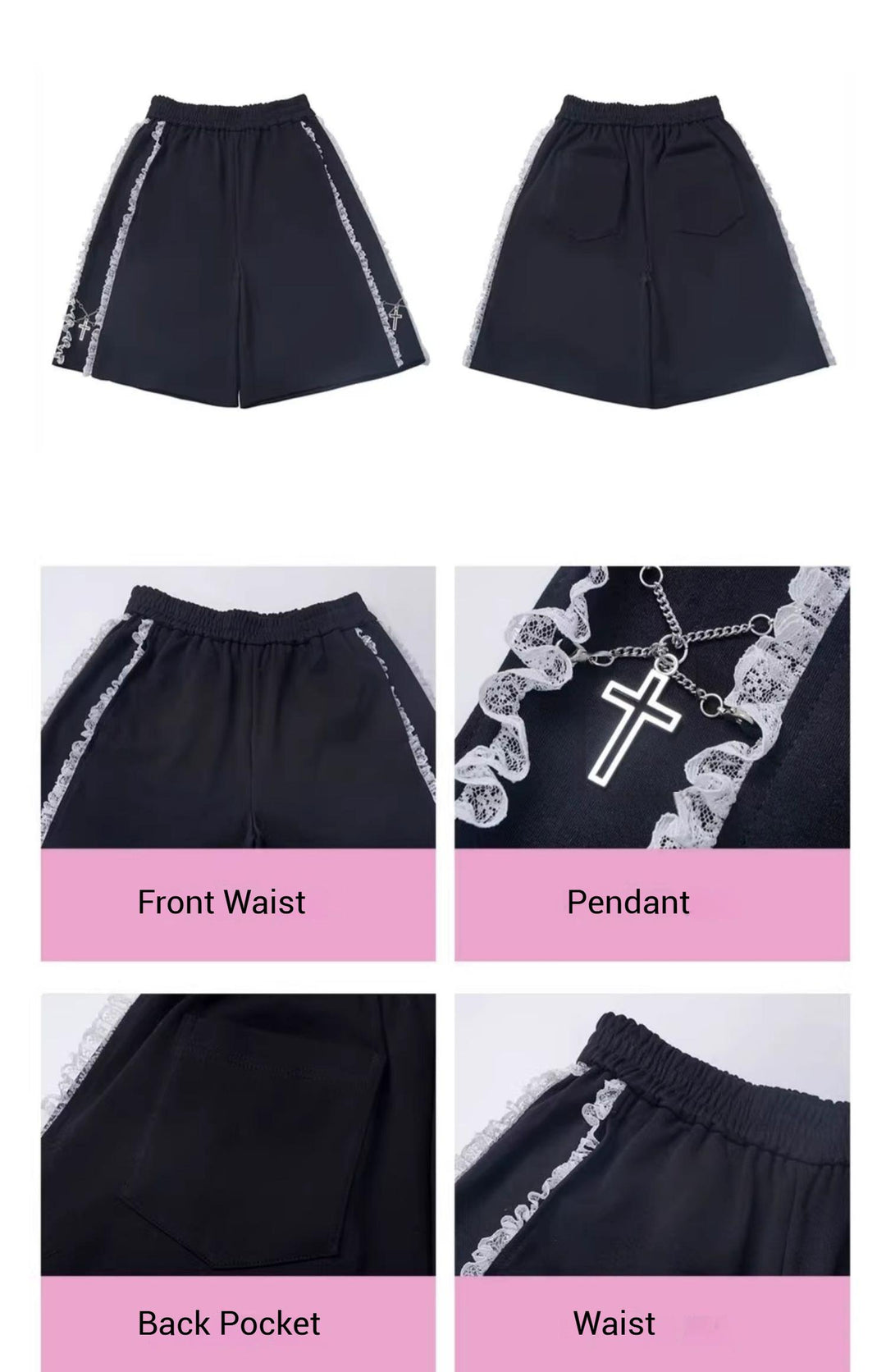 Black Cotton Sport-styled Jirai Kei Hoodie Dress & Shorts Set 42980:761503