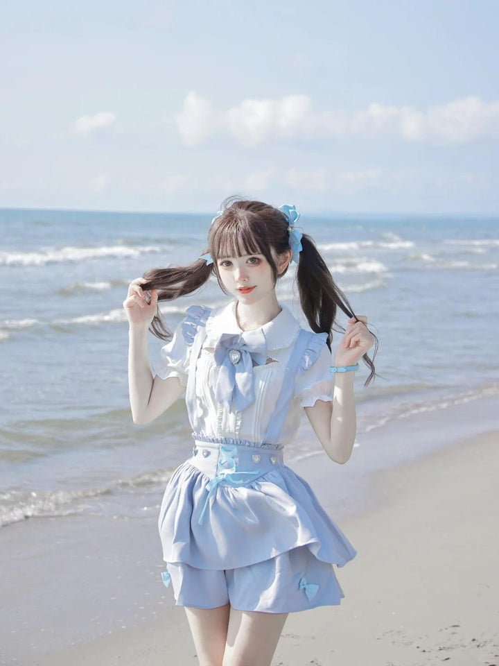 Jirai Kei White Blouse, Suspender Skirt 21838:760768