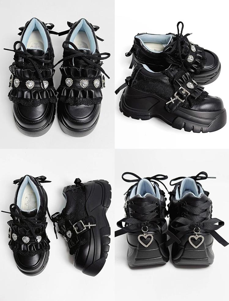 Subculture Platform Shoes, Heart-shaped Rhinestone 43619:781228
