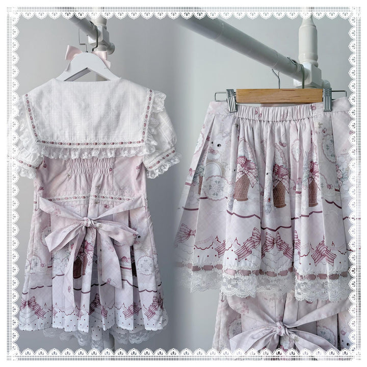 Ryousangata Dress Set, Strawberry & Bunny Print 44948:831277