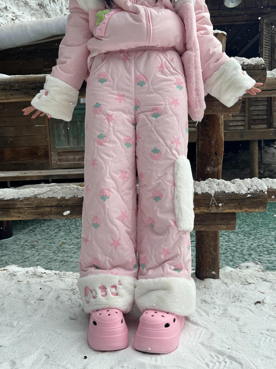 Strawberry Kawaii Cotton-Padded Pants, Side Pockets (L M S) 44672:818170