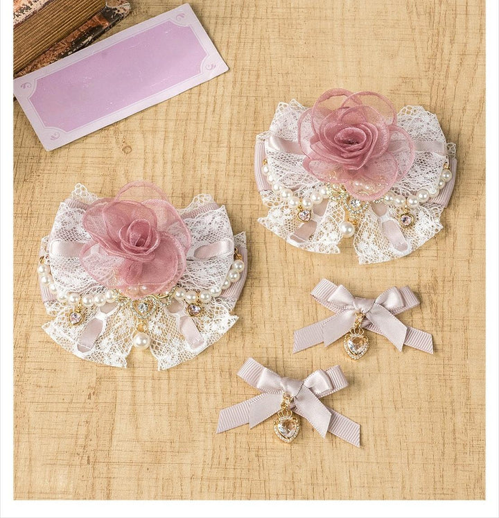 Jirai Kei Hair Clip in Mini & Rose Styles with Pearl Accents 42802:754708