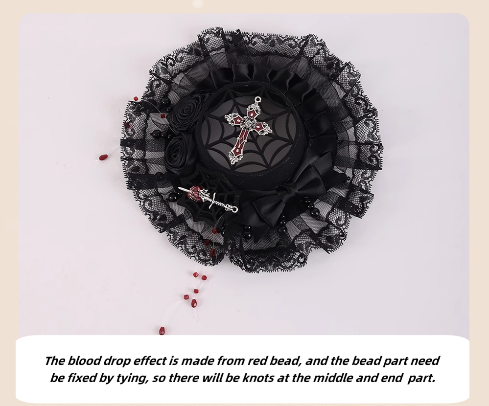 Gothic Lolita Hair Clips Black Bow Lace Hair Accessory 39652:635794