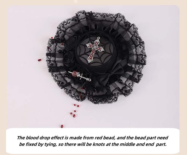 Gothic Lolita Hair Clips Black Bow Lace Hair Accessory 39652:635794