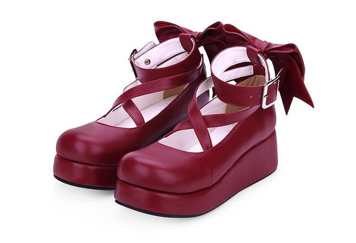 Lolita Platform Shoes Big Bow Round Toe Shoes Multicolor 31644:370592