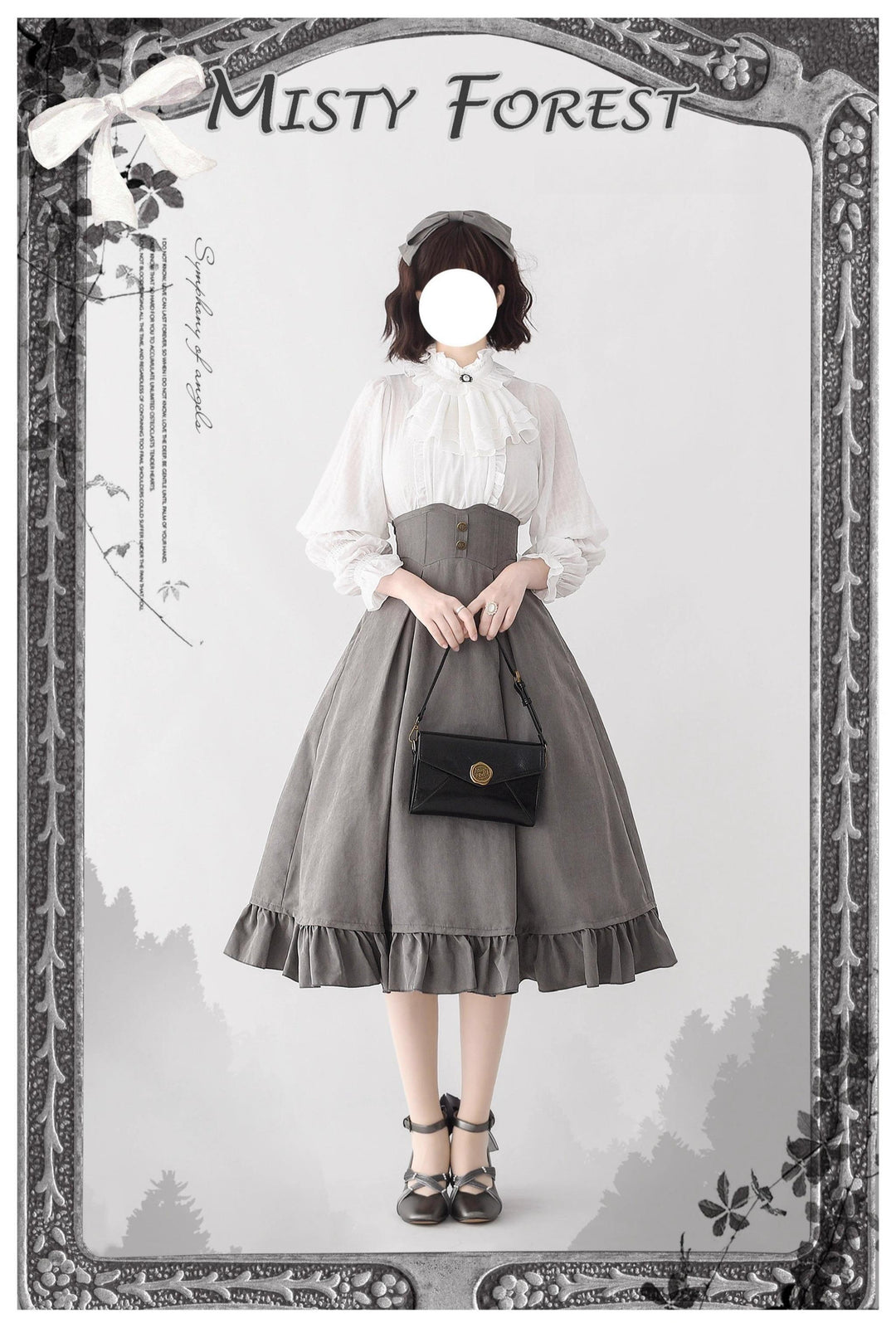Classic Lolita A-Line Skirt + Button-Front Vest + White Blouse (2XL L M S XL) 40944:770490