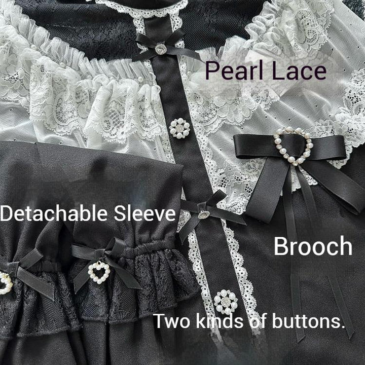 Jirai Kei Blouse with Layered Lace Cape & Detachable Sleeve 42860:758760