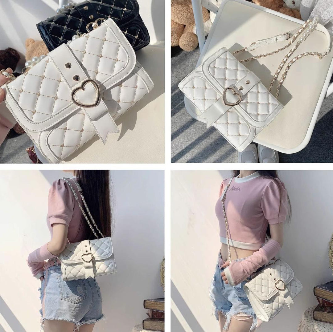 Kawaii Ita Bag Bow Rhombus Grid Shoulder Bag Multicolor 21906:349784