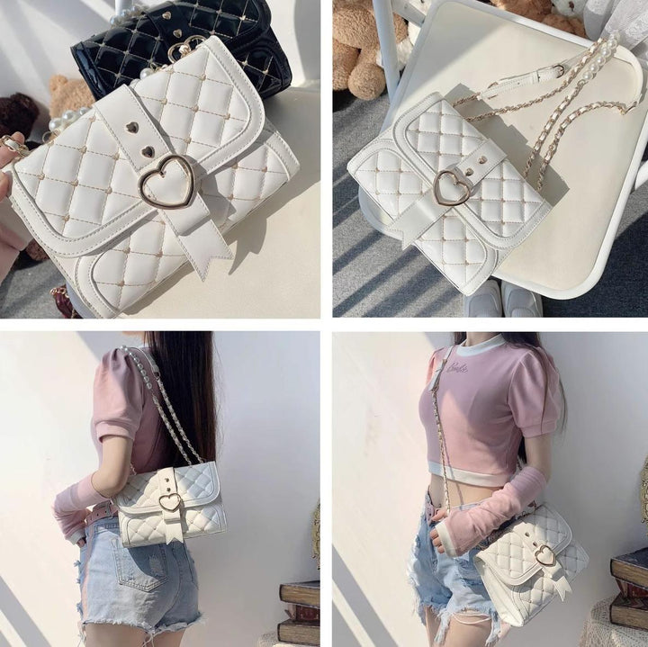 Kawaii Ita Bag Bow Rhombus Grid Shoulder Bag Multicolor 21906:349784