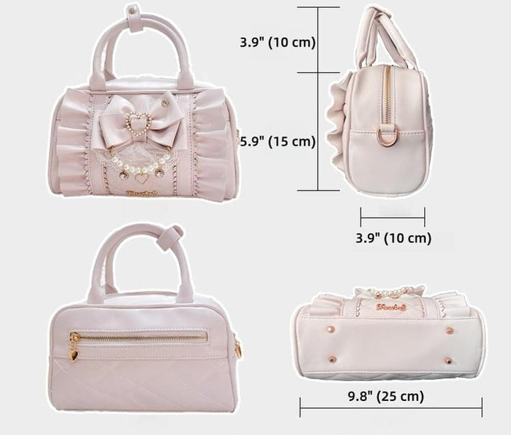 Jirai Kei 2-Way Handbag, Bow-Pearl Side Charm 44558:813717