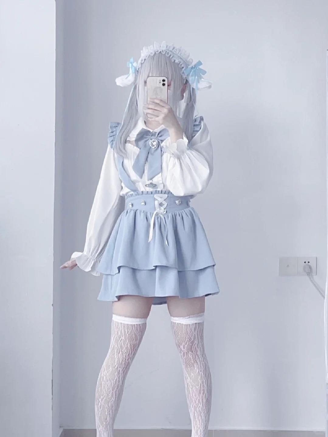Jirai Kei White Blouse, Suspender Skirt 21838:760779