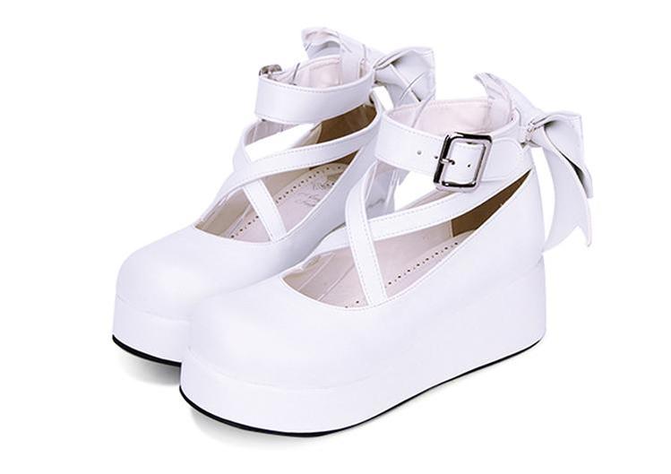 Lolita Platform Shoes Big Bow Round Toe Shoes Multicolor 31644:370612