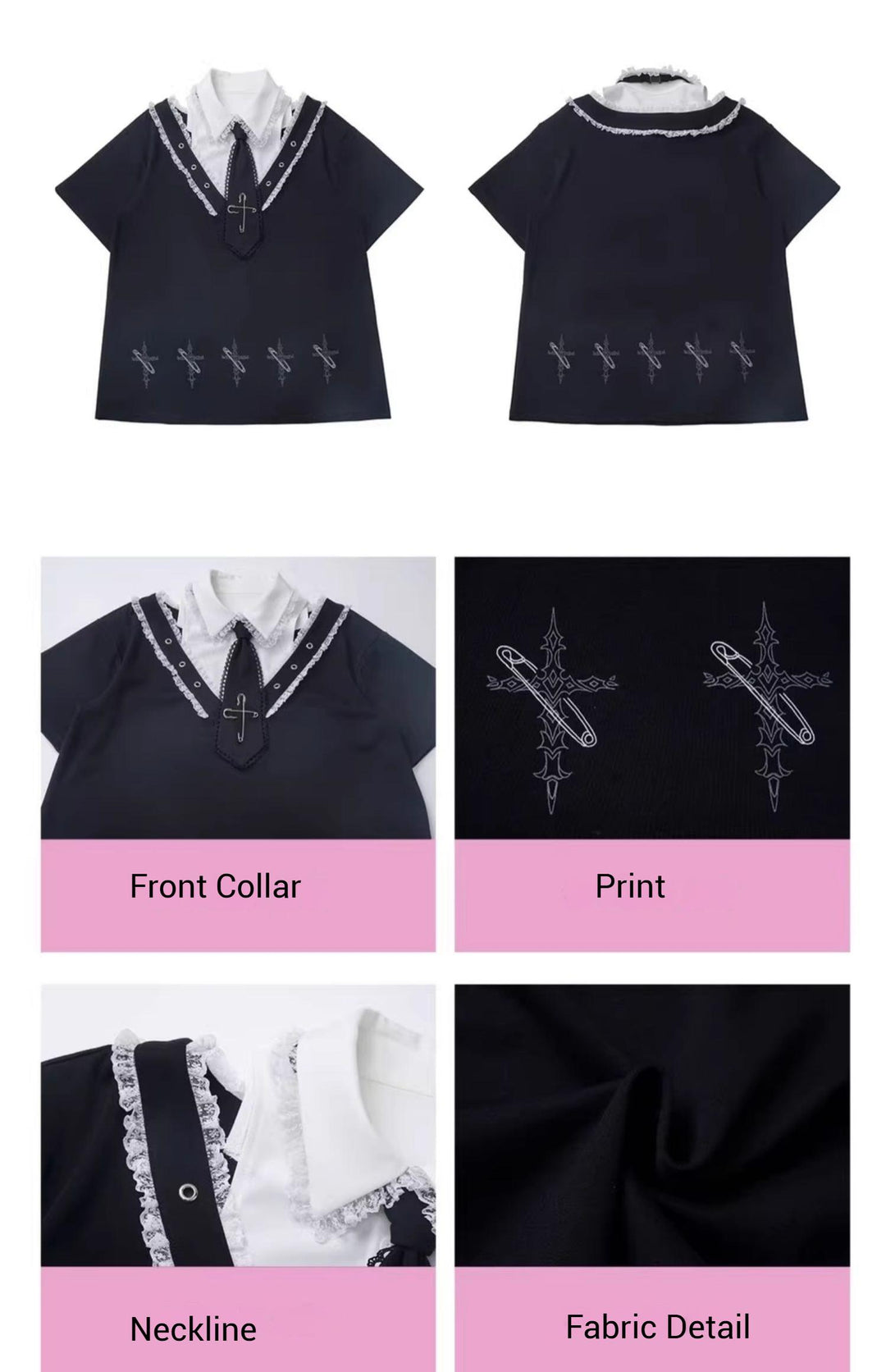 Black Cotton Sport-styled Jirai Kei Hoodie Dress & Shorts Set 42980:761500