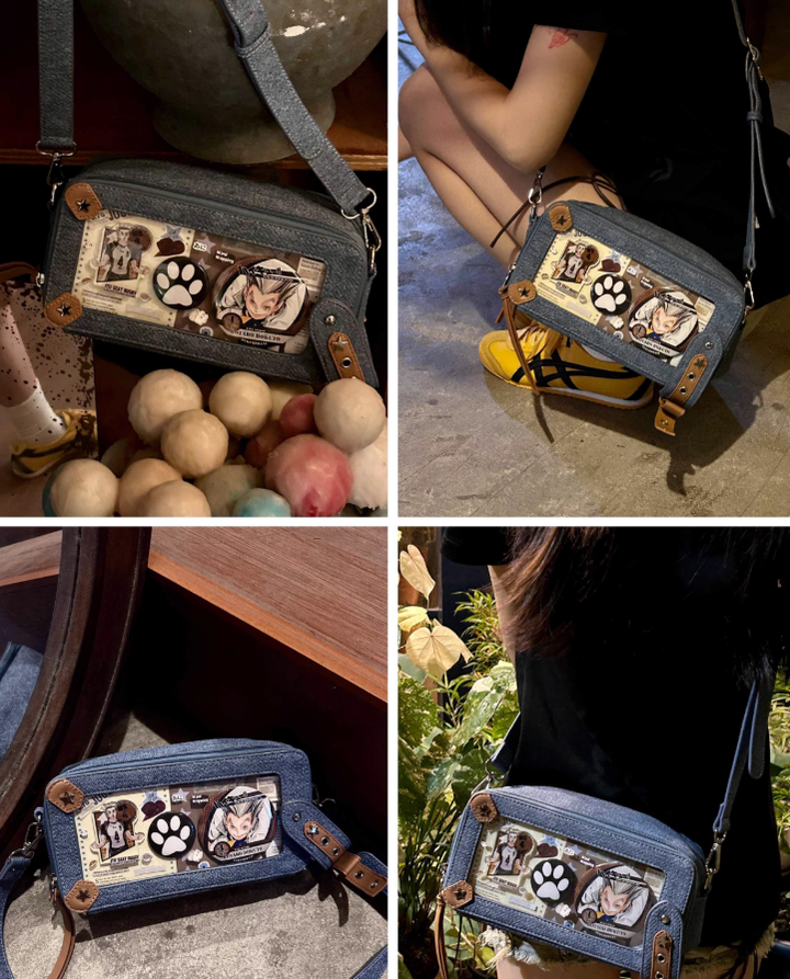Gyaru Ita Bag Brick-like Crossbody Bag Motorcycle Handle Bag 41756:719618