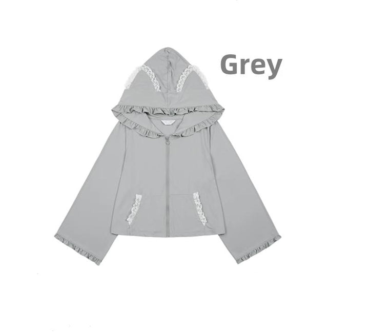 Jirai Kei Hoodie Jacket with Cat Ears UPF50 Protection Multicolors 38510:592440