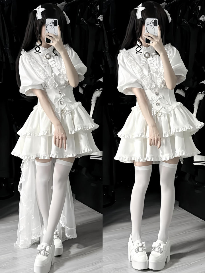 Gothic Shirt Outfit, Fishbone Skirt, Detachable Trailing 43441:780365