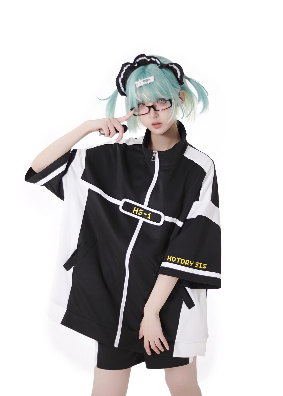 Black/Green Subcul Jirai Kei Sporty Jacket -Set or Singles 43057:764058