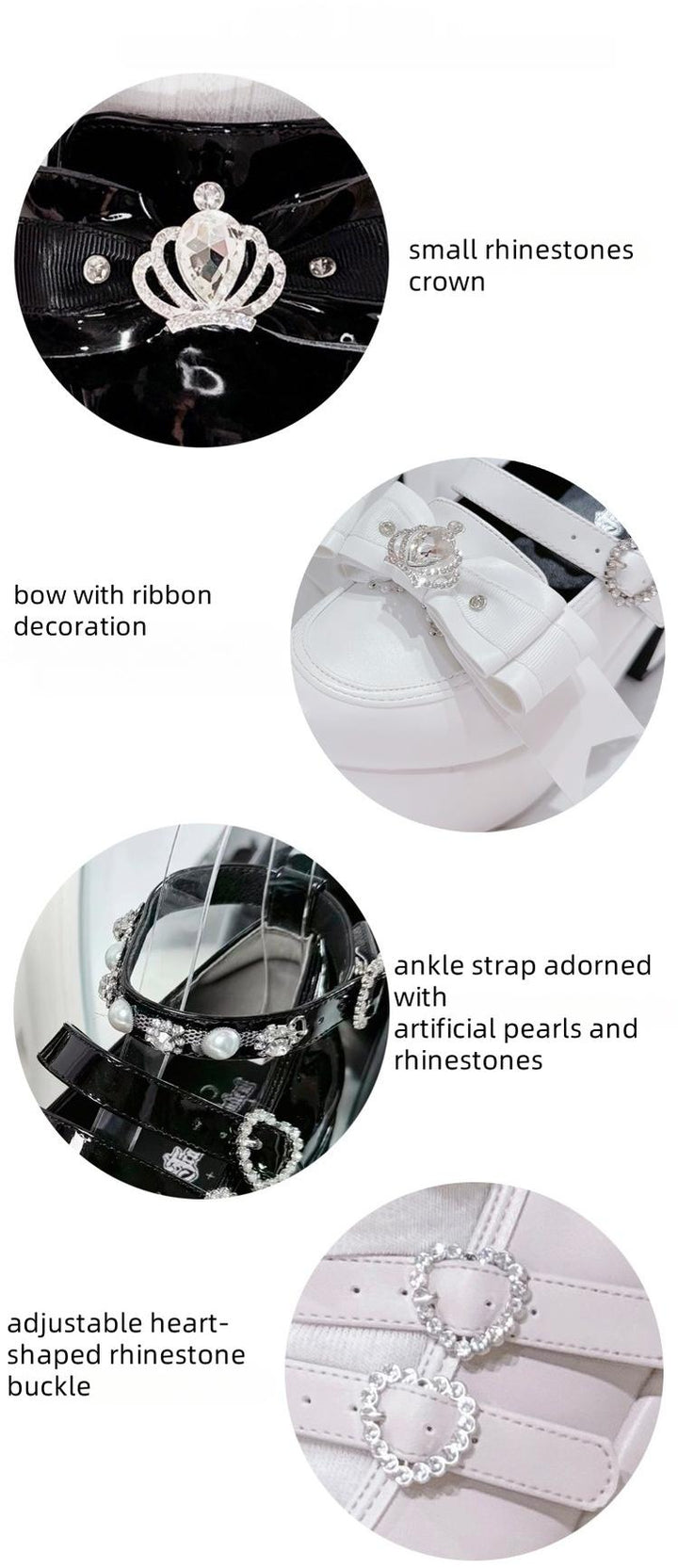 Jirai Kei Platform Shoes, Glittering Rhinestone, Chunky Heel 43247:775793