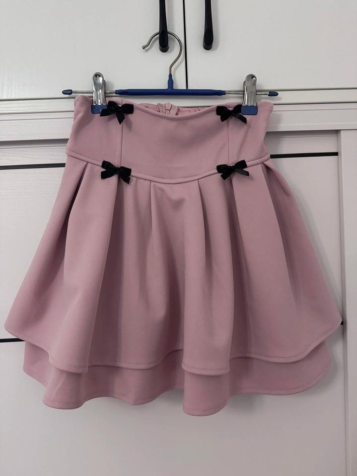 Jirai Kei Skirt Double Layer Puff Skirt with Bow (Pink / L M S) 36770:768931