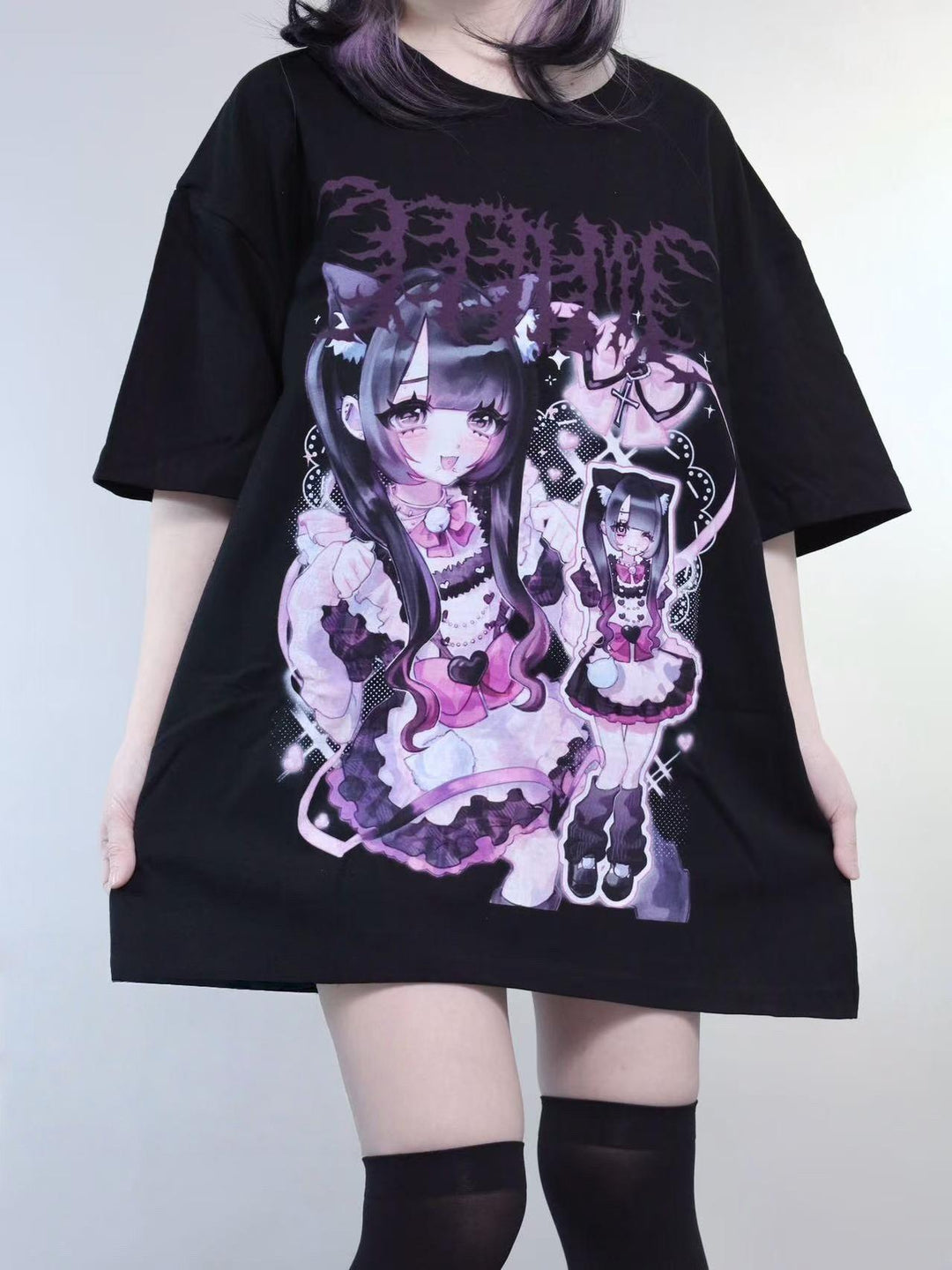 Cotton Subculture Drop Shoulder T-Shirt, Maid Graphic 43064:782941