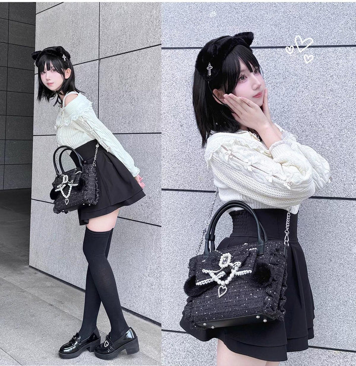 Ryousangata Style Handbag, Bow and Plush Ears 43680:782728