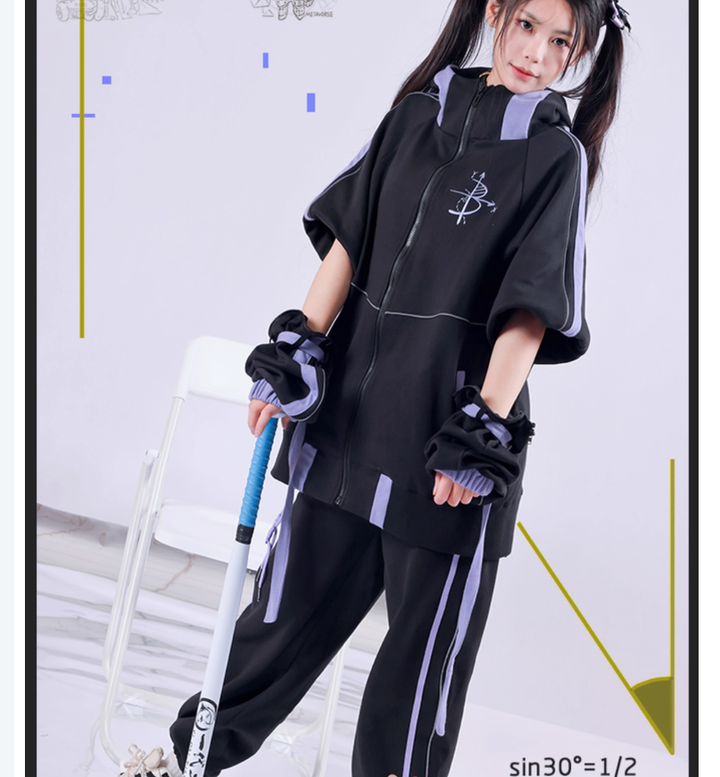 Plus Size Jirai Kei Jacket With Bunny Ears Functional Hoodie Pants Set 39126:615756
